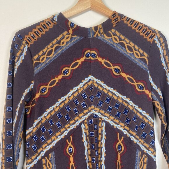 Free People Stella Retro Mod Multicolor Earth-tone Fall Mini Dress Size S Small - Picture 3 of 11